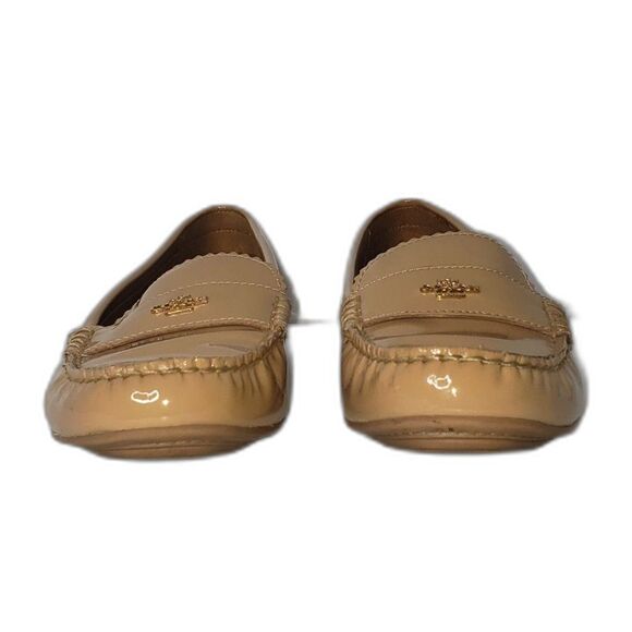 COACH Odette Loafers Glossy Patent Tan Leather Womens Flat Flats Shoes Size 8.5 - Picture 4 of 8